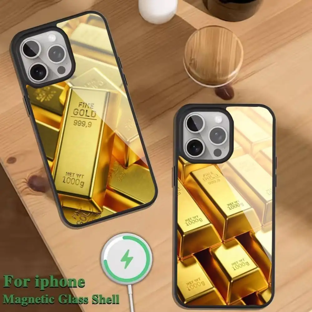 

Money Gold Cash Art Phone Case For Magnetic Wireless Charge Cover For iphone 16 15 14 13 12 11 Pro Max Plus Coque