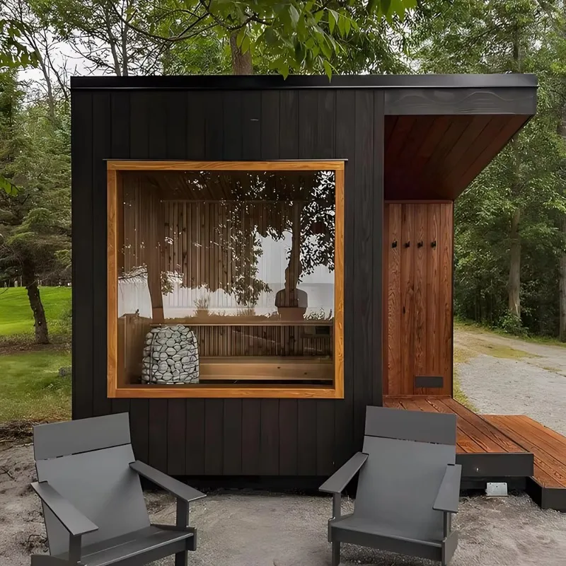 Traditional Hemlock Red Cedar Sauna Black Warrior Series Steam Room Eco Indoor Custom