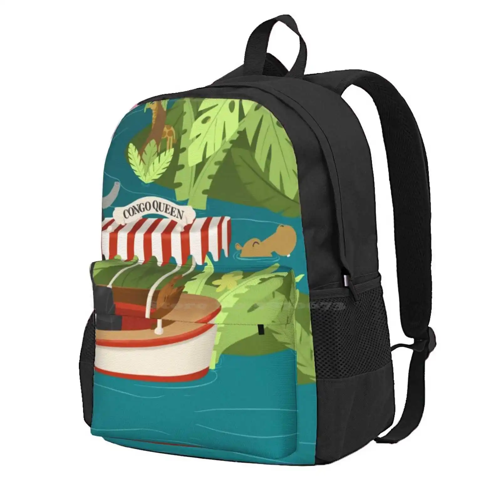 Cruising The Jungle Hot Sale Schoolbag Backpack Fashion Bags Jungle Cruise Attraction Ride River Boat Elephant Giraffe Skipper