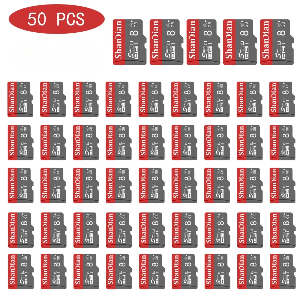 50 PCS LOT Memory Card 64GB High Speed TF Cards 32GB Grey Wholesale Storage Devices 16GB  for Mobile Phone Smart SD Card 8GB