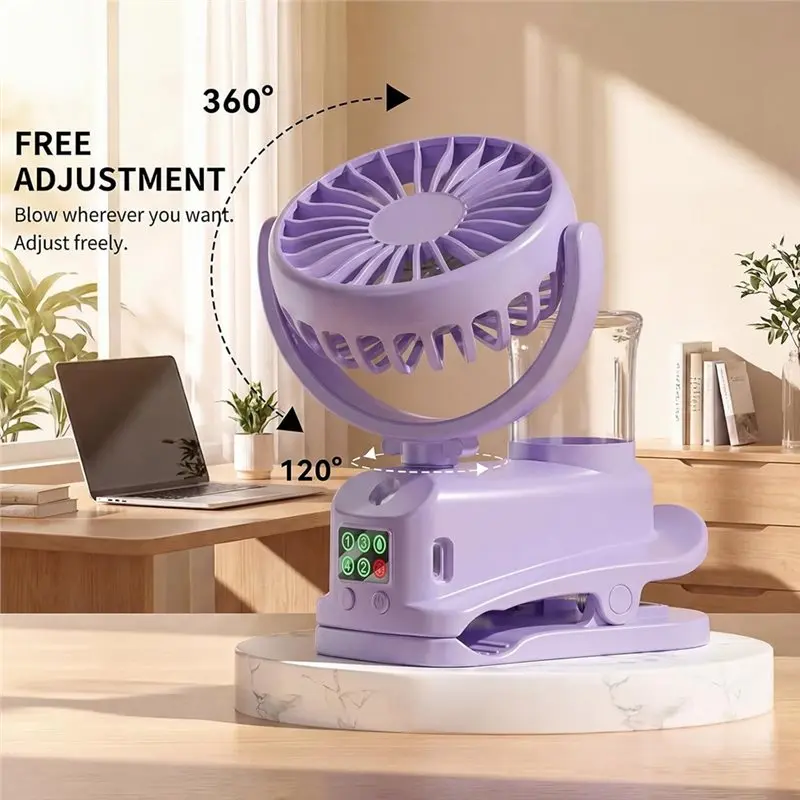 BABZ Rechargeable Clip Fan with Spray Multi-Functional Desktop Cooling Fan for Home Dormitory Outdoor USB