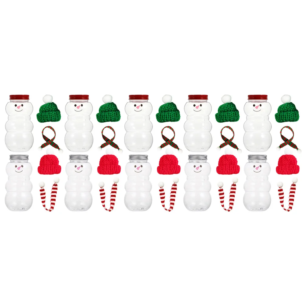 

10 Sets Snowman Reusable Juice Bottles Juice Bottle Sealed Packaging Fruit Bottles Jars Miniature Hat Kitchen Tool Set