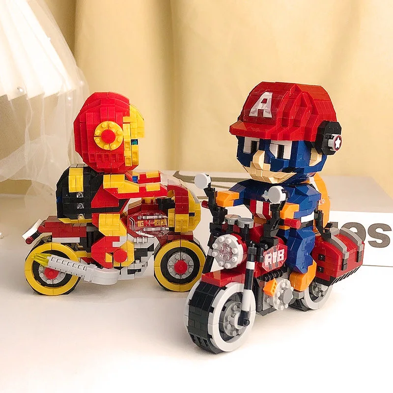 Super Heroes 3D Puzzle Micro Building Blocks Figure Superman Motorcycle Model Movie Mini Bricks Toys for Kids Birthday Gifts