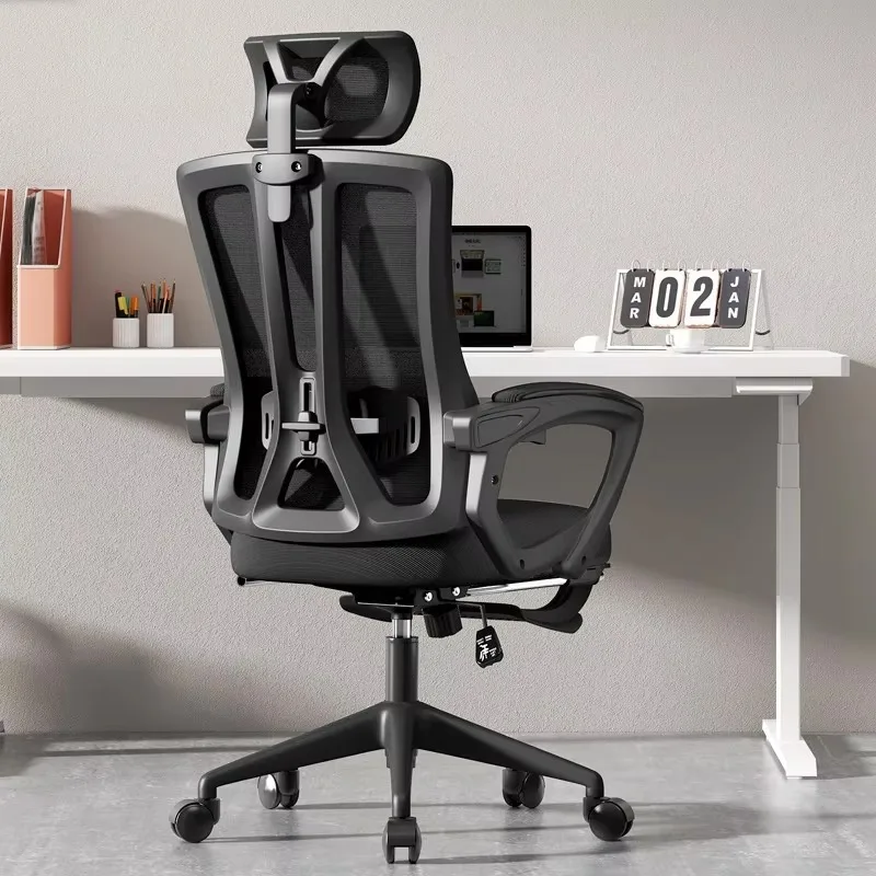 Ergonomic Office Chair-Light Luxury Design Mesh Material Swivel 5-Star Base Lifting Adjustable Backrest Extendable Massage
