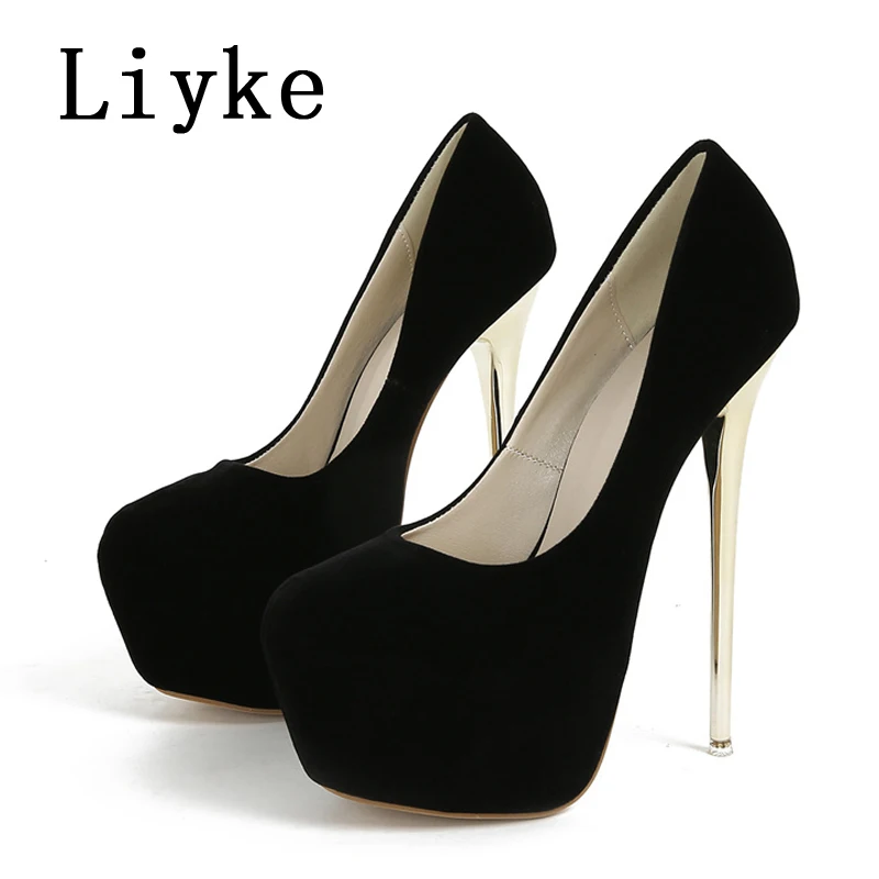 Liyke 2024 Spring Autumn Fashion Platform Pumps Sexy Round Toe Thin High Heels Women\'s Wedding Party Nightclub Dress Shoes