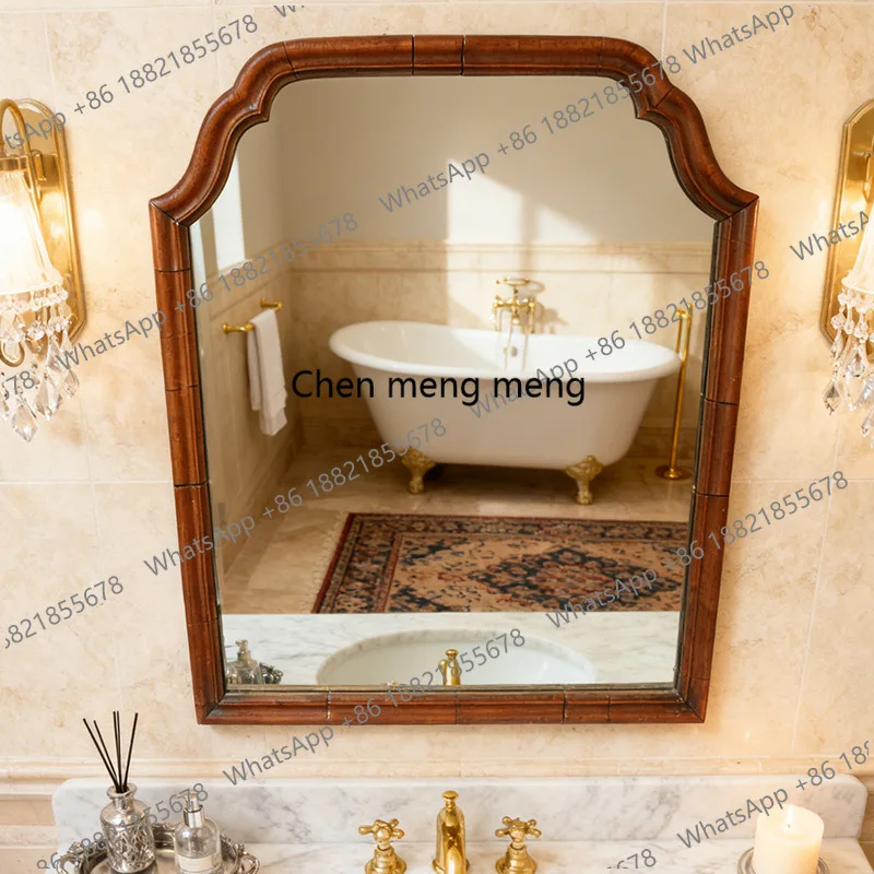 

Винтажное настенное зеркало для спальни и ванной комнаты с деревянной рамой, настольное зеркало для макияжа