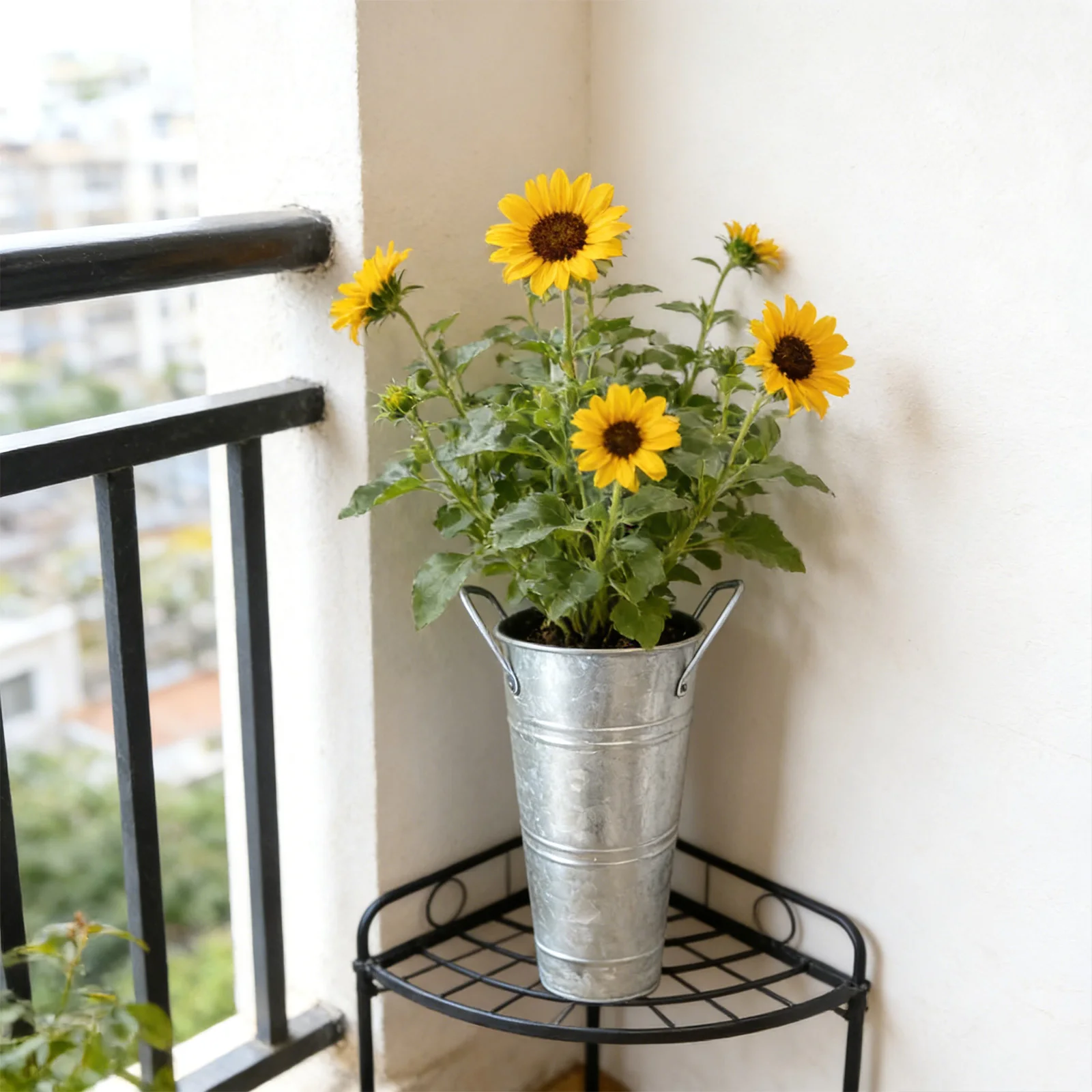 6pcs Mini High Galvanized Tin Garden Plant Flower Bucket with Handles Metal Flower Vase for Home Table Centerpiece Decor