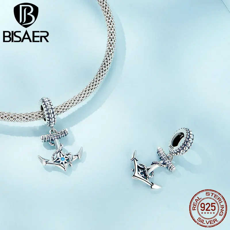 BISAER 100% 925 Sterling Silver Celtic Knot Charm Bead Vintage Snake Pendant Fit Female Bracelet Necklace DIY Fine Jewelry Gift