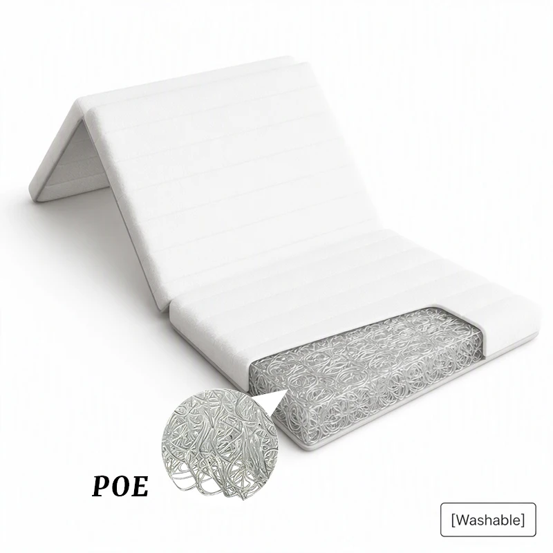 4D POE Polymer air Nest Washable Orthopedic Portable Breathable 3 Folding Mattress
