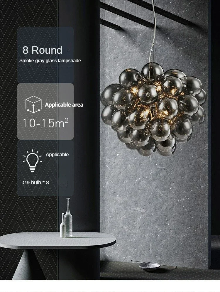 Modern Nordic Balloon Bubble Chandelier Lighting Boy Bedroom  Living Room Model Restaurant Creative Ash Glass Lamp