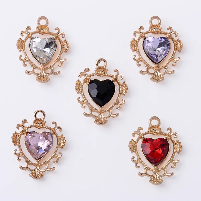 Stylish and simple hollow five-color peach heart alloy accessories pendant handmade baroque earrings necklace accessories