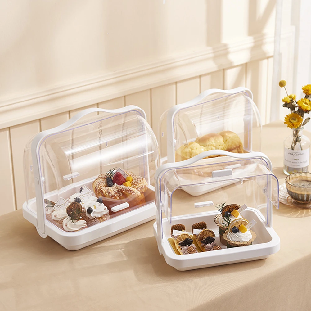 

Baby Bottle Dustproof Storage Box Candy Dish Bowl with Lids Drying Rack Plastic Bread Container White Homemade