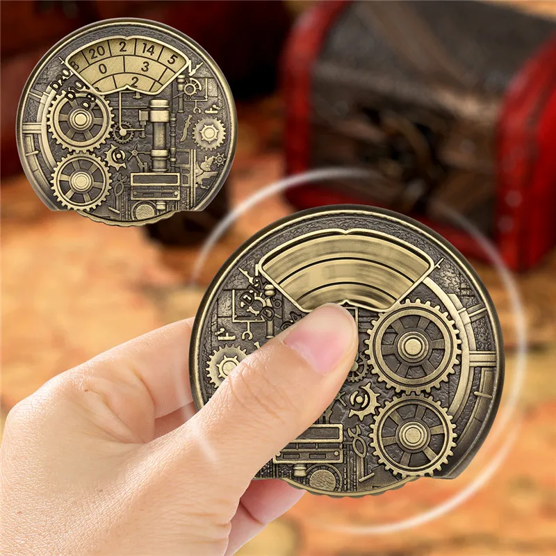 Steampunk-Getriebeform, Metallwürfel, 7-in-1, Roulette für Tisch, Brettspiel, Rollenspiel, Gaming-Zubehör, rotierendes Rad, Hochzeitsgeschenkset – Detail 3
