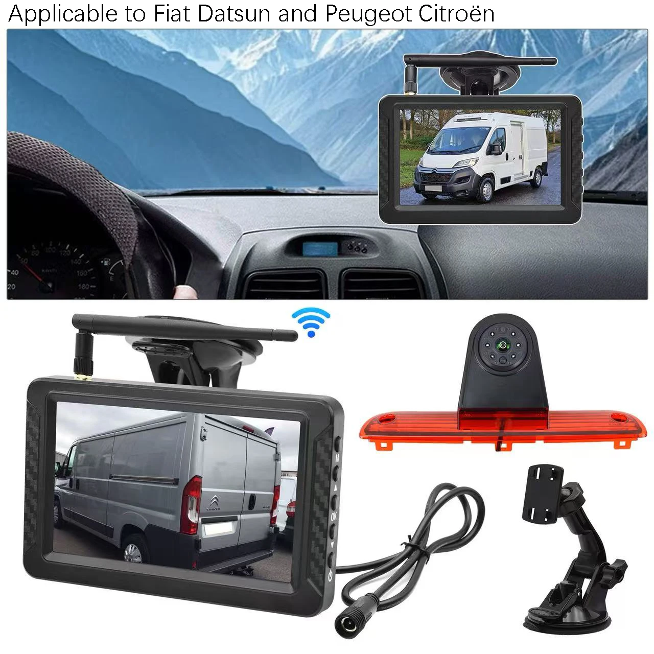 

AHD1080P wireless reversing camera monitoring kit for Fiat Ducato Peugeot Citroen relay equipped with a 5-inch monitor﻿