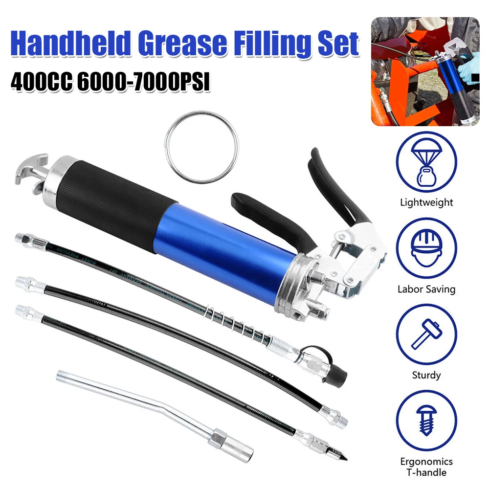 

Набор шприцев для смазки с пистолетной рукояткой, ручной шприц для смазки из алюминиевого сплава 6000-7000 фунтов на кв. дюйм, мини-шприц для смазки с гибким шлангом
