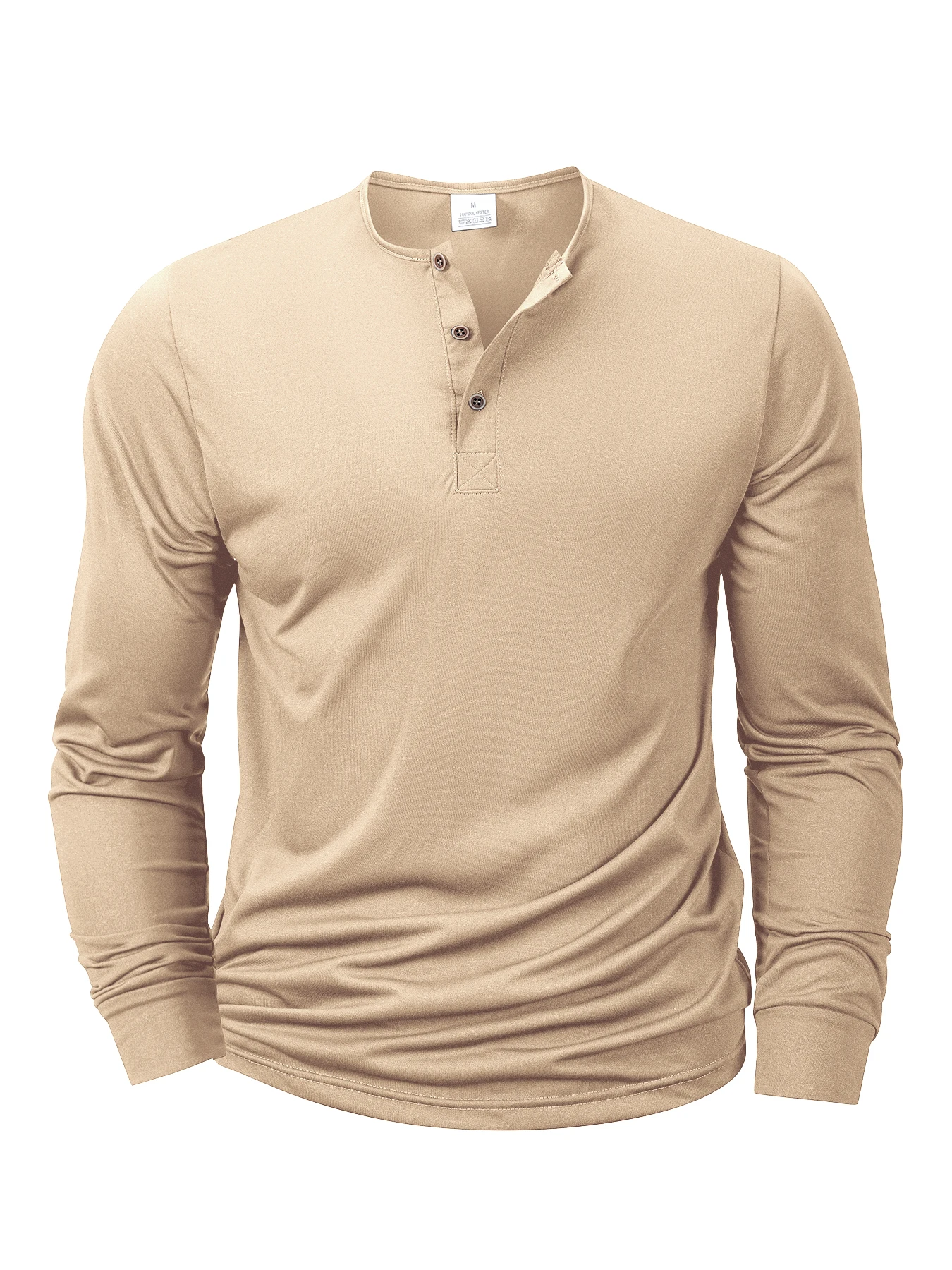 Men's Long Sleeved Henley Neck T-shirt Slim Fit Bottoming Shirt Fitness Tops Tees Button Neck Casual Cozy Tshirt image 4