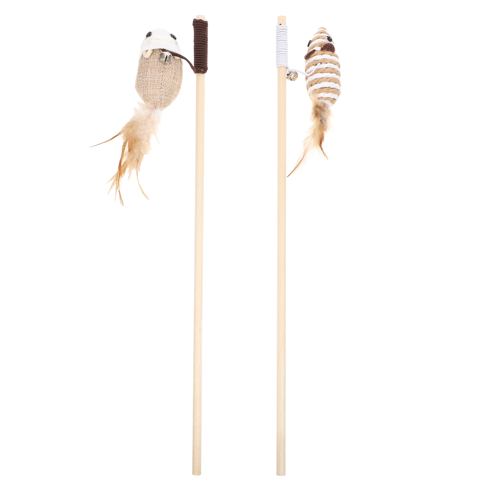 

2pcs Mouse Cat Wand Teaser Stick Rod Plaything Interactive Kitten Fun Catch Entertainment Pet Supplies