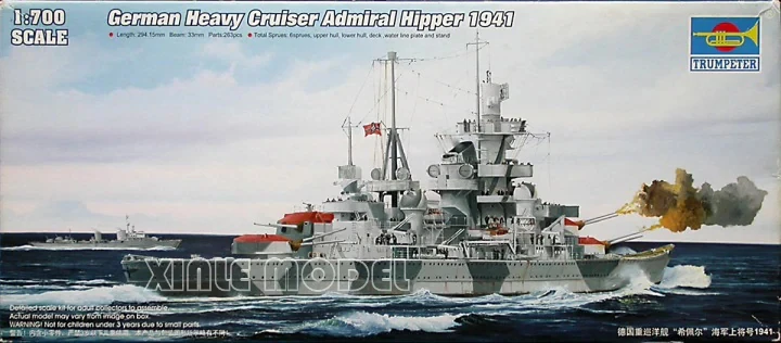 Trumpeter Plastic Assembled Ship Model Kit 05776 German Cruiser Admiral Hipper 1941 1/700