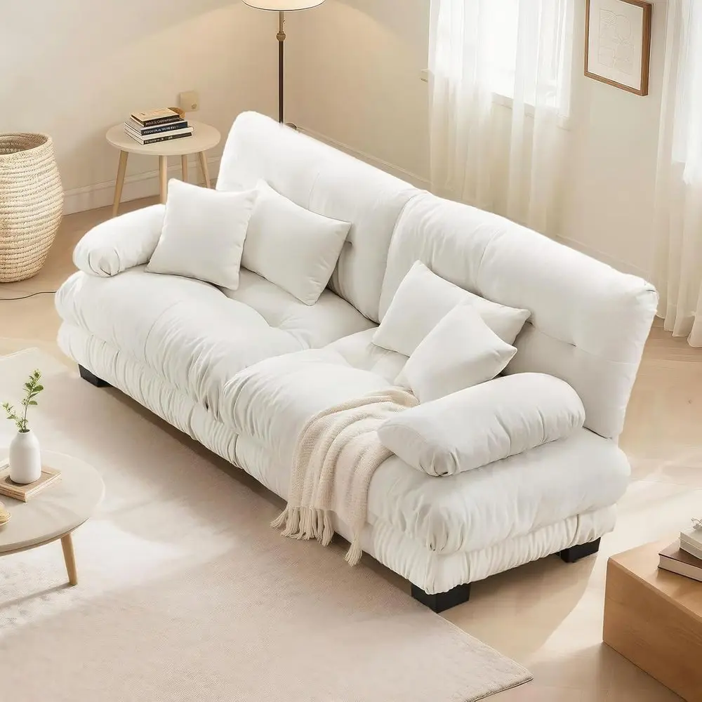 ern Living Room Velvet Recliner Soa, Loveseat Soa or Aparent, Solid Wood e, Easy to Install (94.4 inch,White)