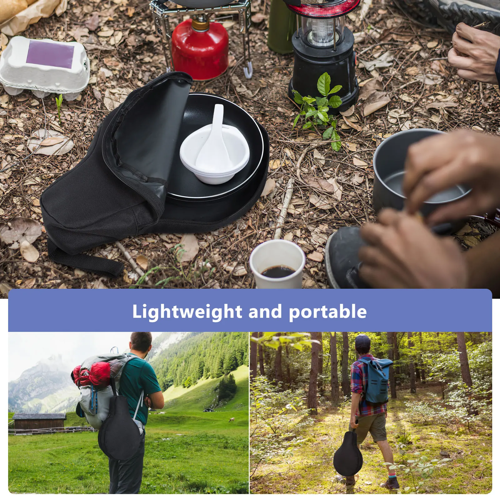 

1pc Camping Pan Bag Waterproof Oxford Cloth Lightweight Storage Pouch For Outdoor Cooking Hiking Picnic Cookware Organizer