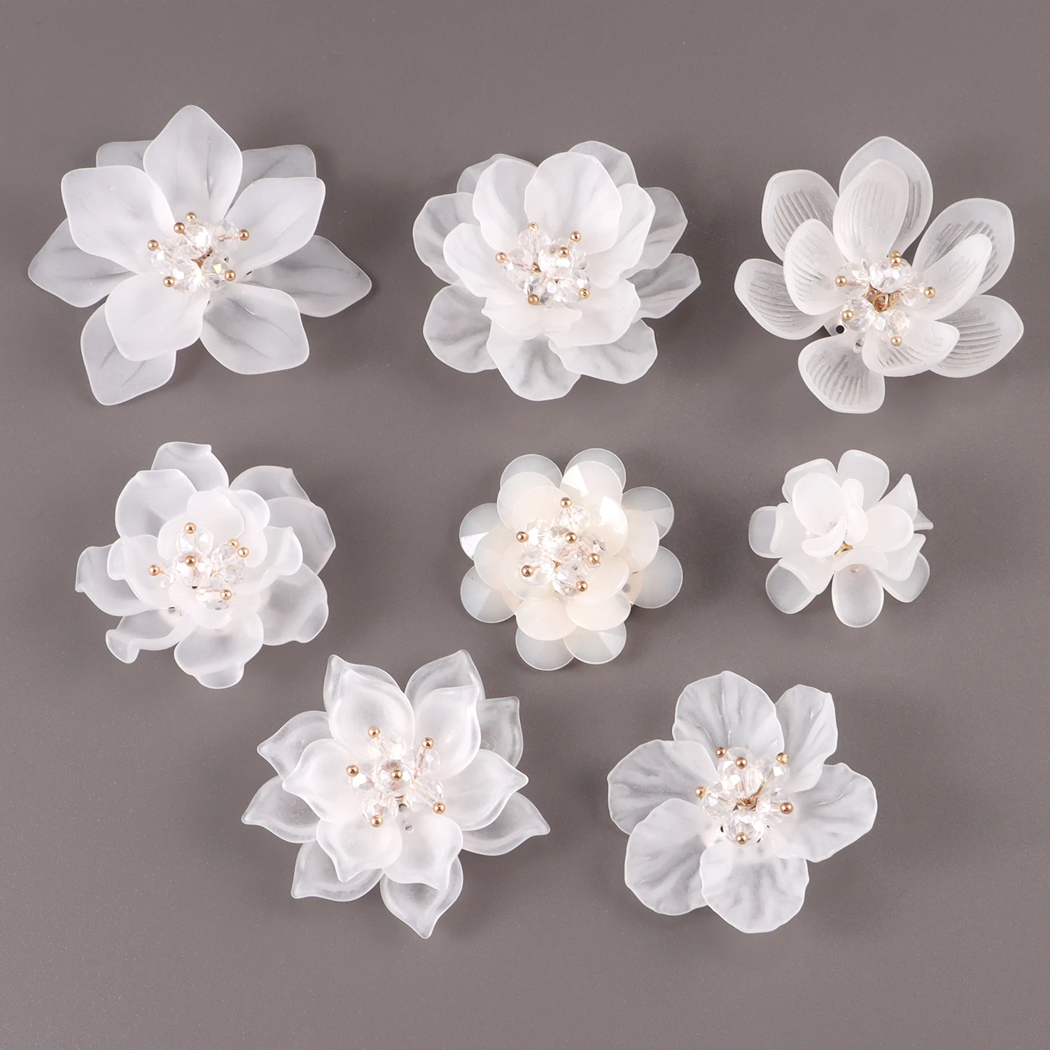 Acrylic Imitation Pearl Flowers Frosted Petal Sewing Patch for Wedding Clothing Decor DIY Crafts Jewelry Making Accessories