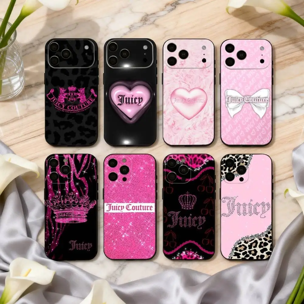 

J-Juicy C-Couture-S Phone Case For iPhone 17,16,15,14,13,12,11 Plus,Pro Max,XS,Soft Silicone Black Cover