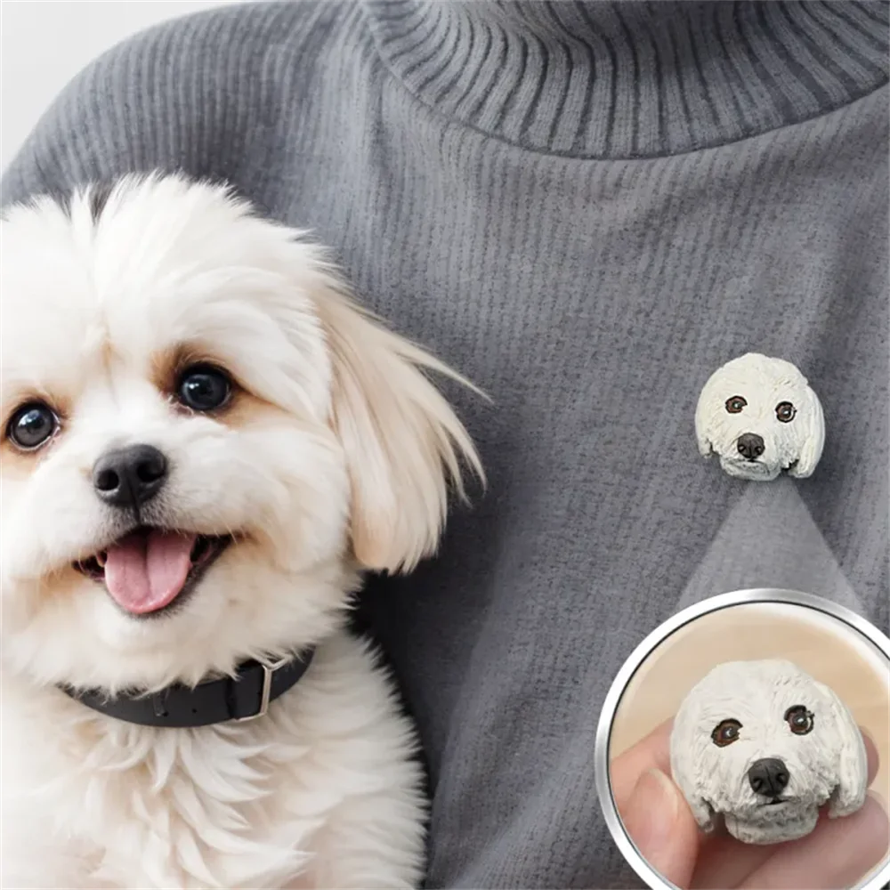 

Custom Pet Brooch Handcrafted Personalized Clay Brooch for Pet Lovers