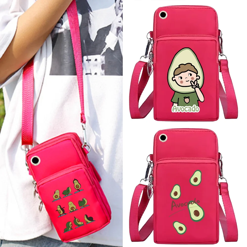 Mobile Phone Bag Women Wallets Card Holder Shoulder Bags Avocado Print Arm Pack Apple/Huawei/Xiaomi Universal Cell Phone Packet