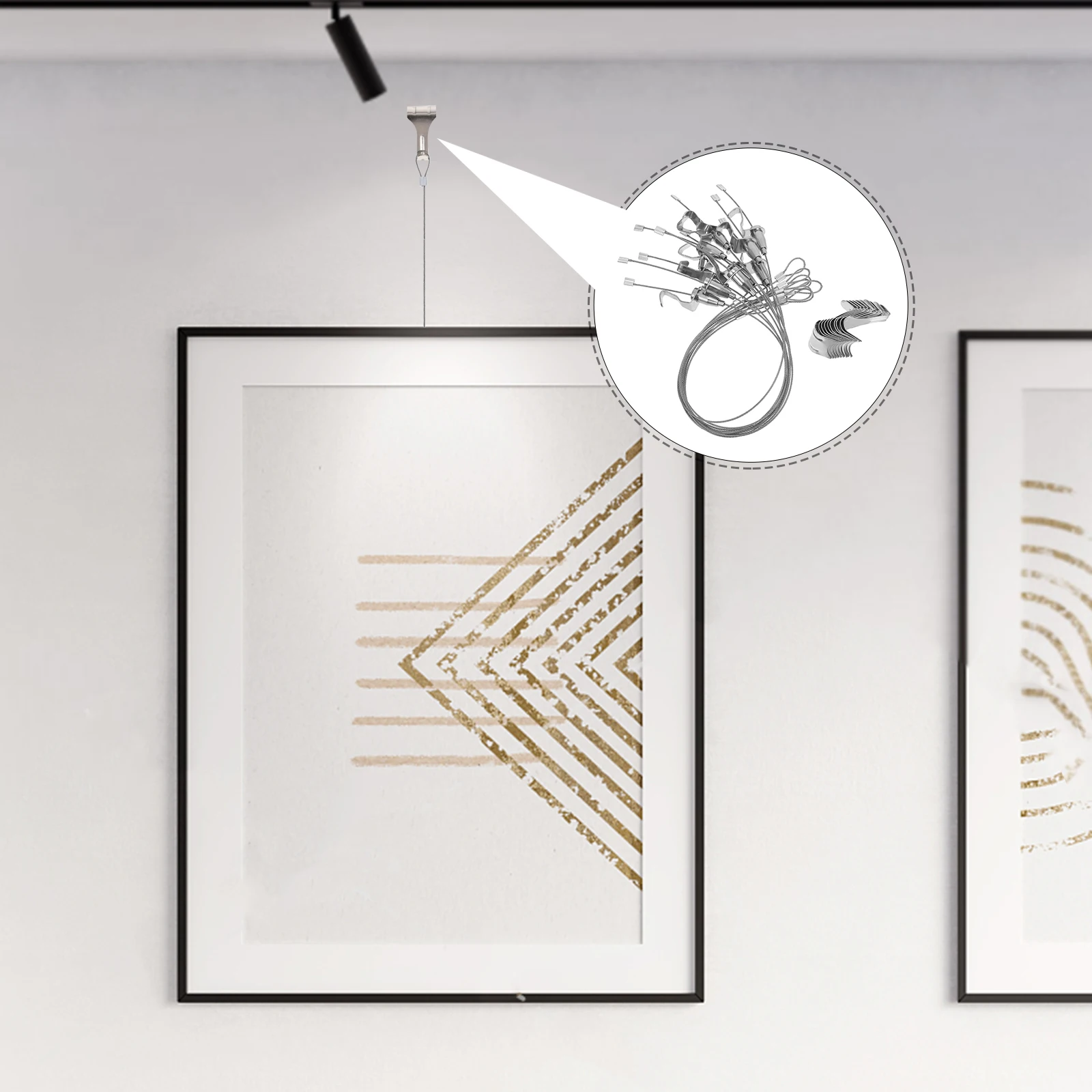 

10 Sets Picture Hanging Wire Rope Hooks Adjustable Wall Frame Hangers Photo Gallery System Picture Rail Hooks Wire Hanging Kit