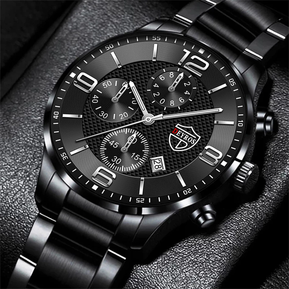 

reloj hombre Luxury Business Men Watchs Stainless Steel Quartz WristWatch Male Leather Calendar Luminous Clock relogio masculino