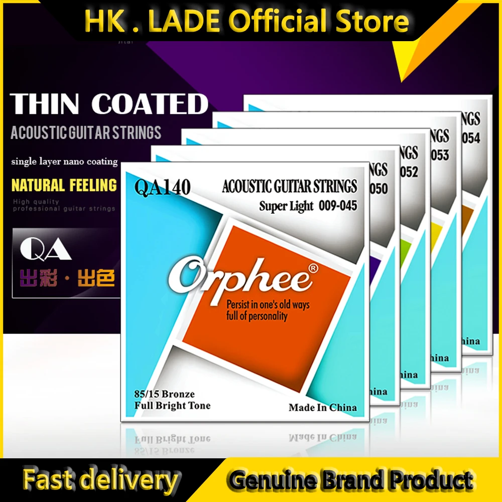 Orphee Acoustic Guitar Strings High Carbon Steel Hexagonal Core Nano Coating Brass Precision Wrap Guitar Parts & Accessories