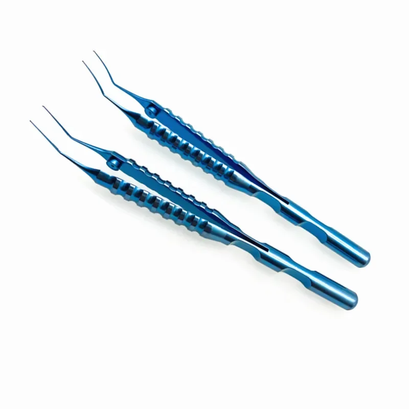 

1pcs Capsulorhexis Forceps Angle/curved Titanium Ophthalmic Tweezers Cross action Handle Ophthalmic Surgical Instruments