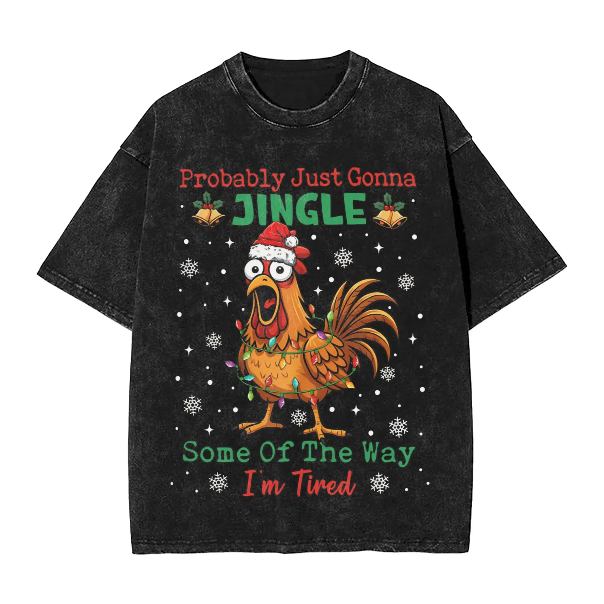 

Футболка Chicken Probably Just Gonna Jingle Some Of The Way I’m Tired Футболки в стиле Харадзюку Винтажная футболка с короткими рукавами Футболки с круглым вырезом