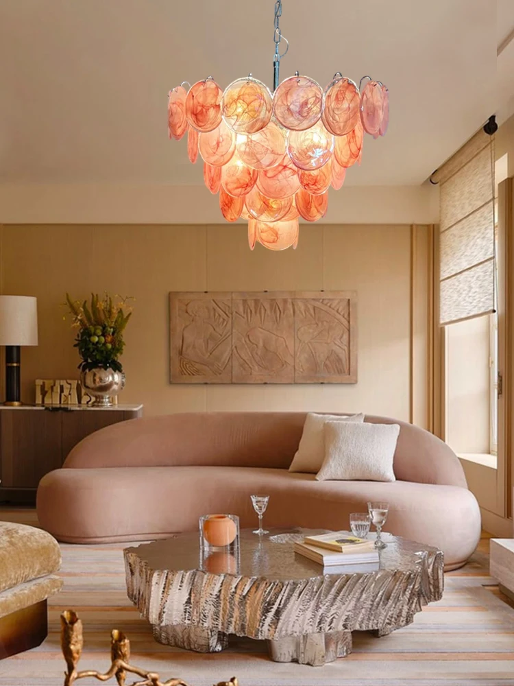 التصميم الفرنسي قطع الزجاج الملون LED أضواء الثريا مصابيح معلقة بريق تعليق الإنارة امبين لغرفة المعيشة #3