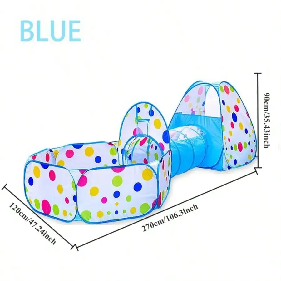 3‑In‑1 Kids Play Tent for Youngsters, Foldable Indoor Game Play House with Sturdy Steel Frame, Durable Polyester Fabric Portable Play Fort, Red & Blue Color Options for Children Indoor Activities, Balls Not Included, Perfect Birthday Holiday Gift Toy - view 4