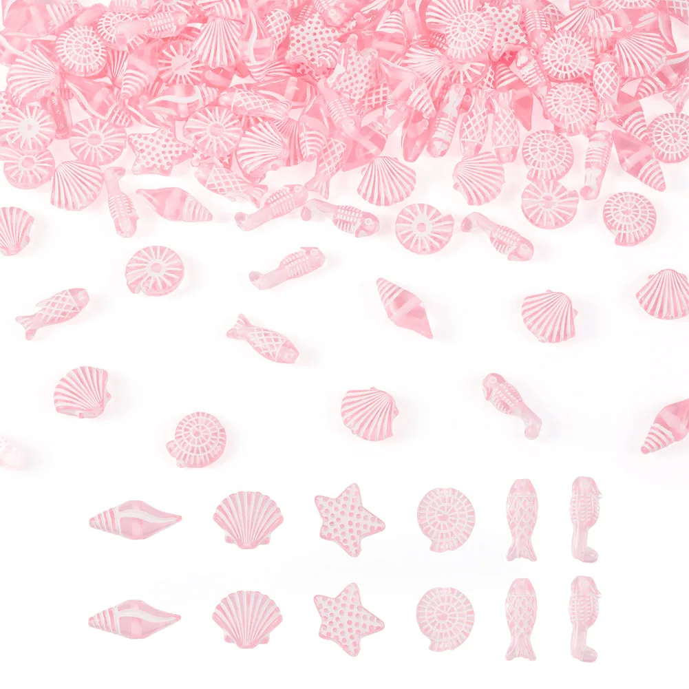 

100g Ocean Theme Transparent Acrylic Beads Starfish Shell Conch Fish Shape Spacer Bead for Bracelets Jewelry Making DIY Crafts