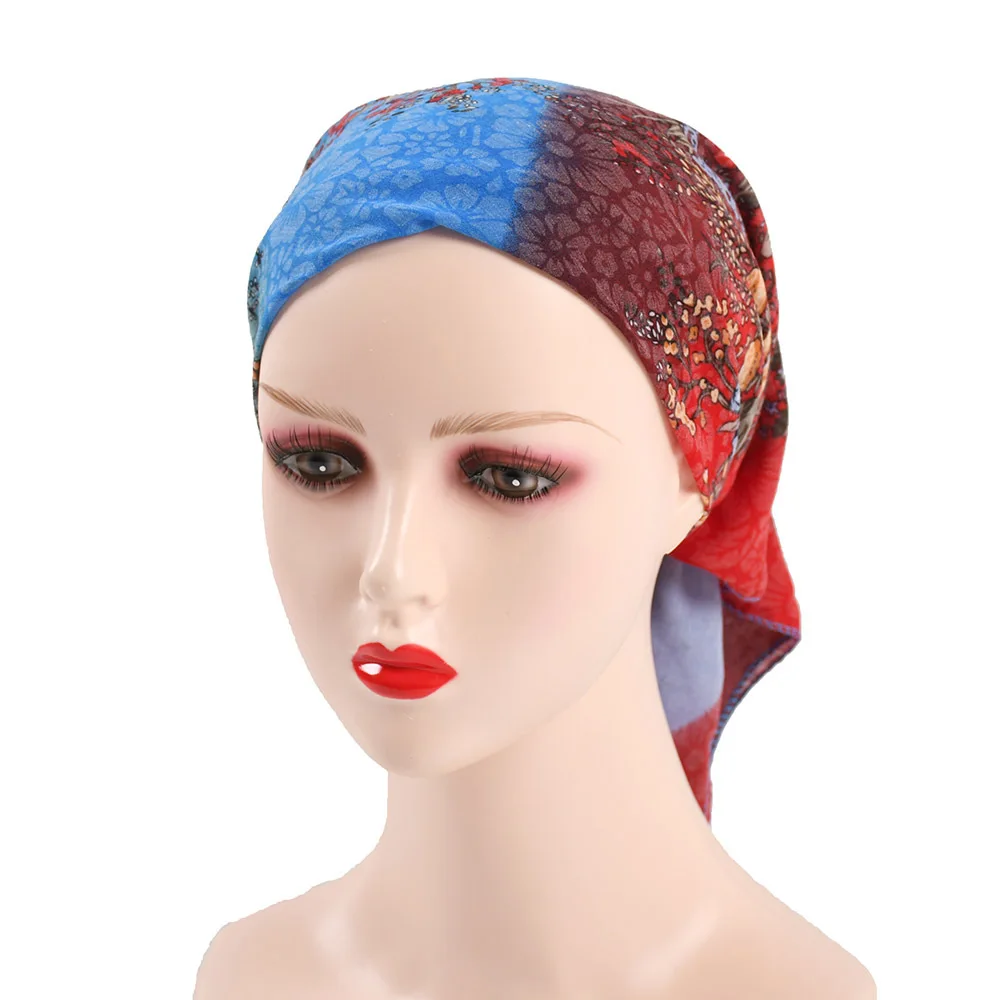 

Women Square National Scarf Russian Retro Floral Rainbow Print Head Scarves Bandana Foulard Femme Muslim Headwraps Hijab Scarf