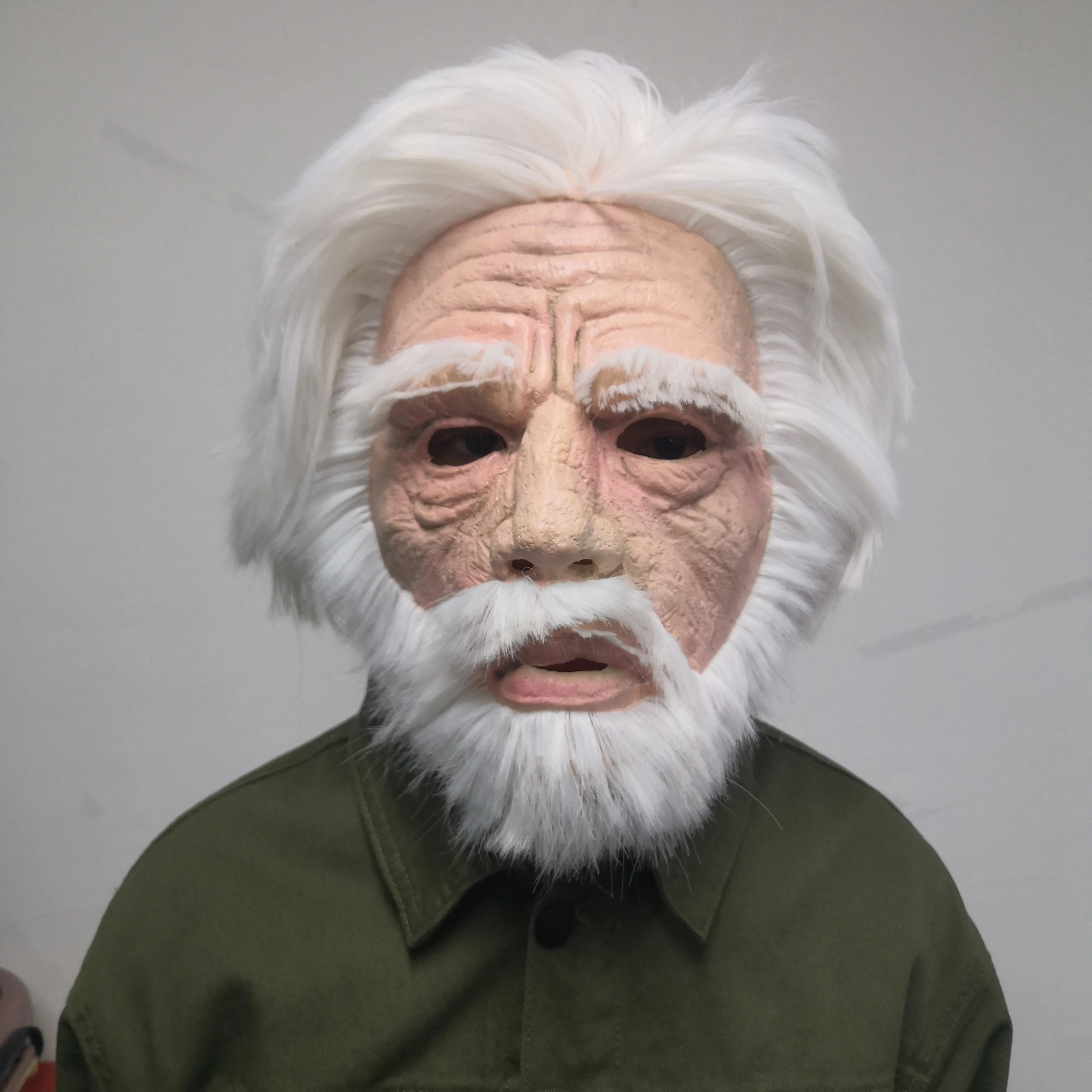 

White Beard and White Hair Simulated Old Man Mask Halloween Party Wrinkled Grandpa Role Playing Cosplay Props