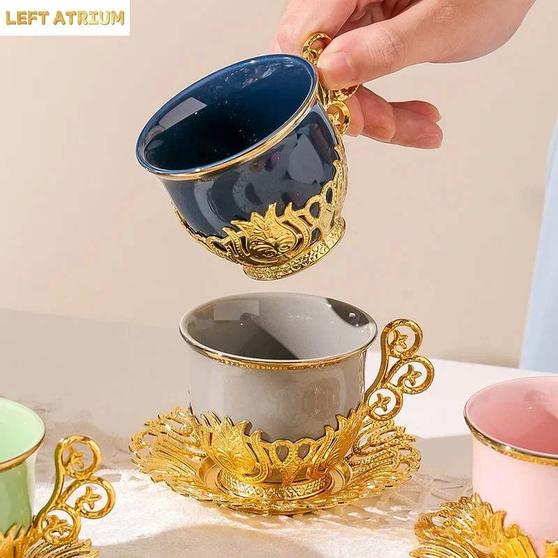 Turkish Ceramic Tea Cup Saucer Set 6 Piece High End Middle East Gift Box For Home Living Room Hospitality Luxury Premium view 2