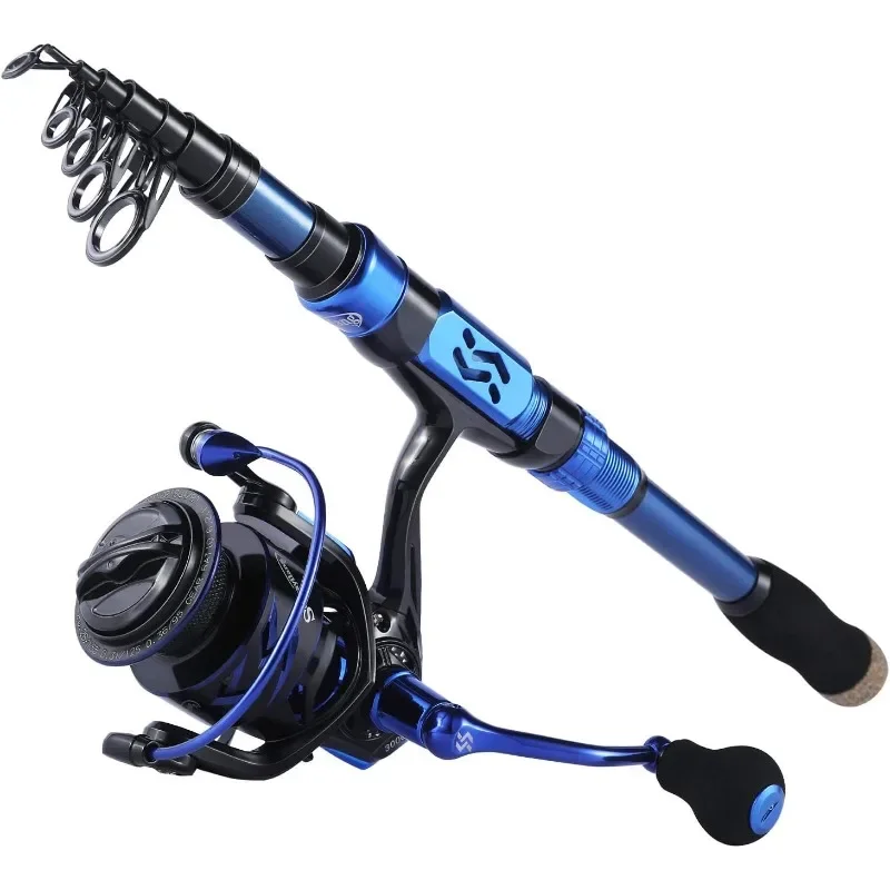 

Fishing Rod Reel Combos,Carbon Fibre,Portable Telescopic Pole Spinning reels for Travel