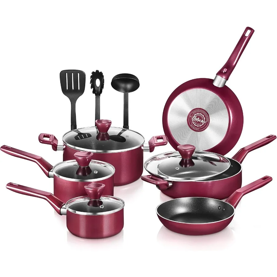 

Kitchen 13Piece Nonstick Cookware Set for Home Use PTFE PFOA PFOSFree Heat Resistant Pots and Pans with Saucepan Frying Pans Co