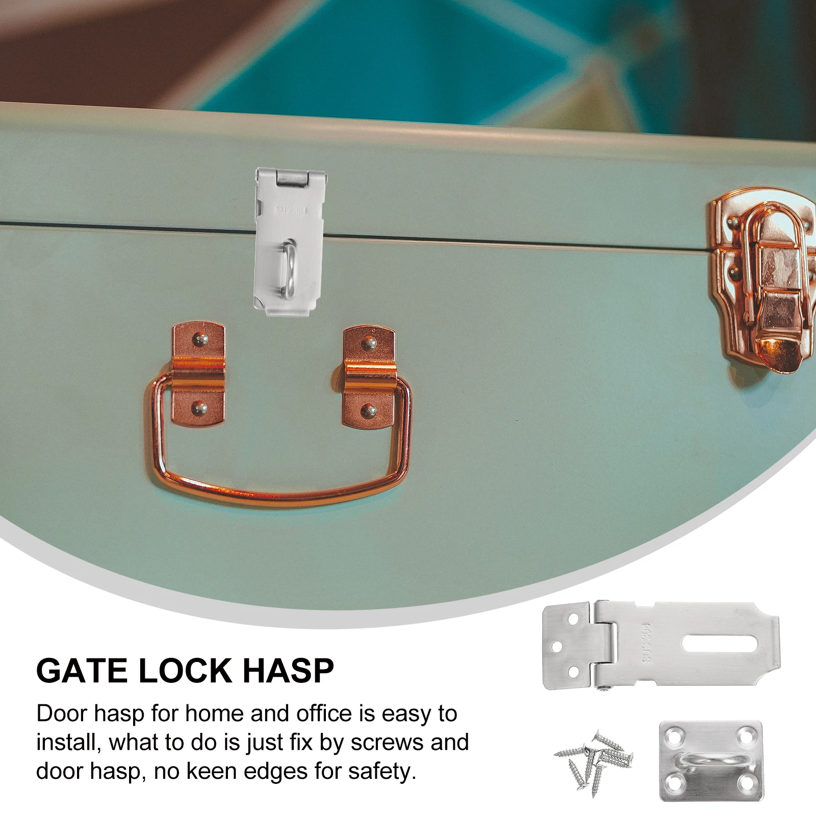 

1 set Stainless Steel Door Buckle Lock Clasp Gate Hasp Safety Latch Durable 304 Grade Easy Install Home Office Hardware