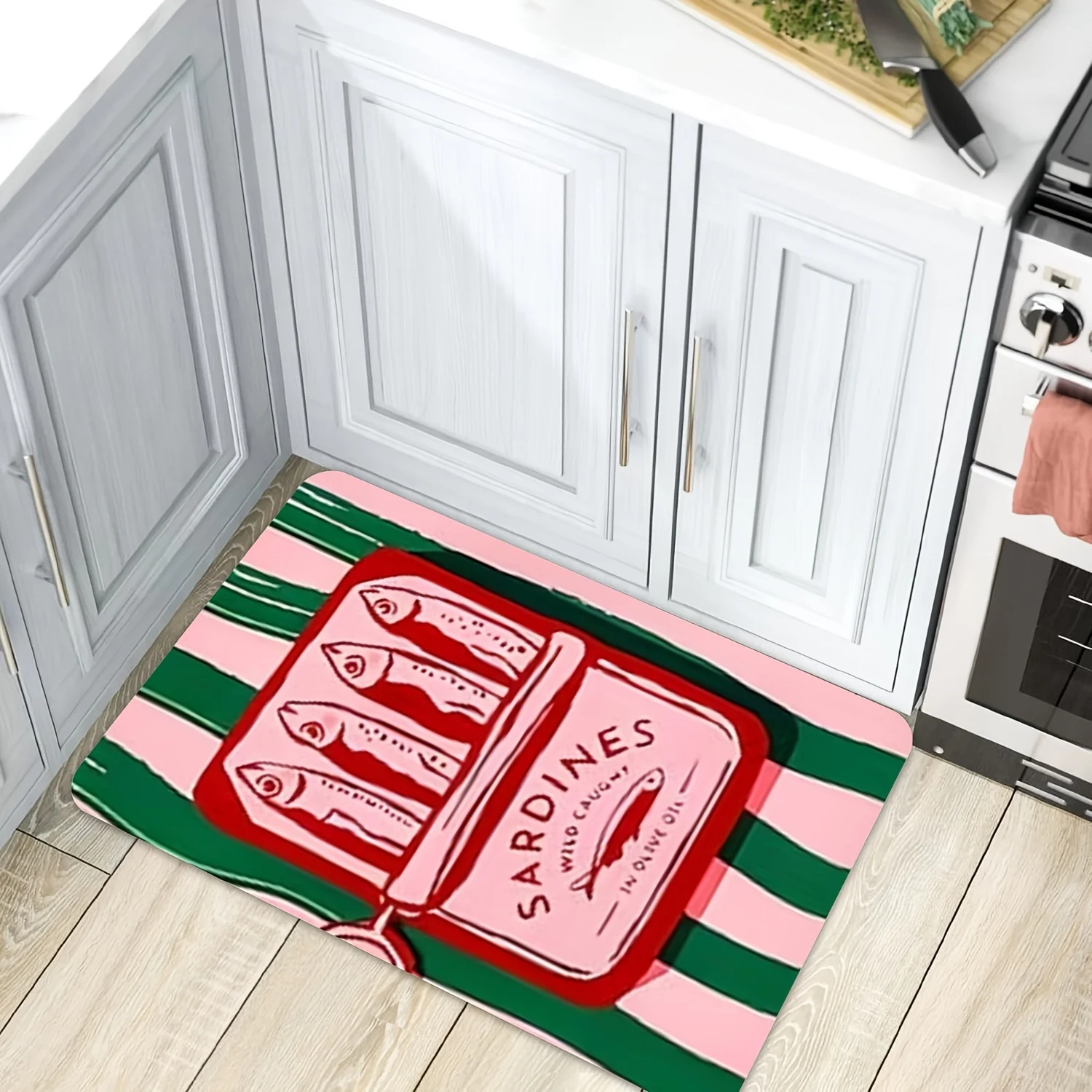 Creative Sardine Can Print Doormat Nautical Coastal Entryway Rug Funny Kitchen/Bathroom Mat Non-Slip Absorbent Welcome Mat