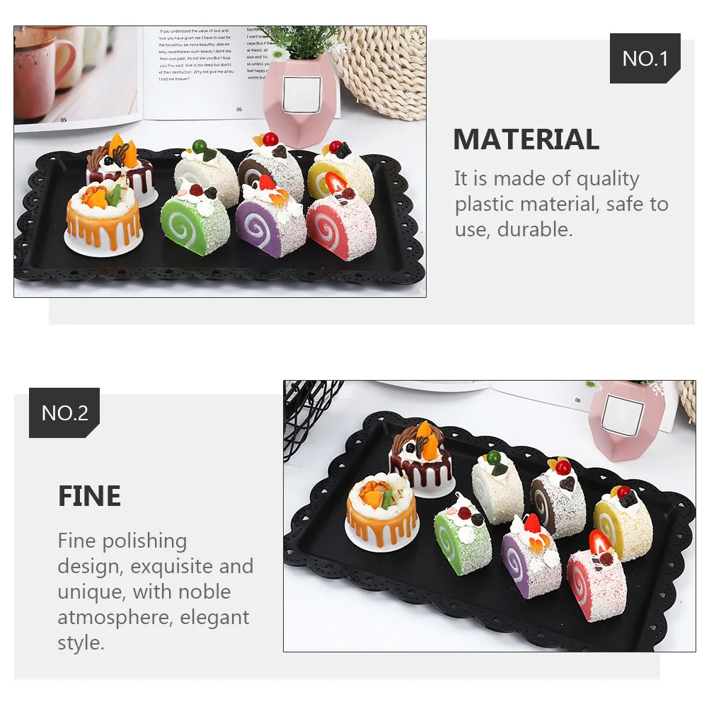 

2pcs Black White Western Dessert Plates Classic European Style Stackable Plastic Cake Trays Portable Elegant Dessert Cake Plates