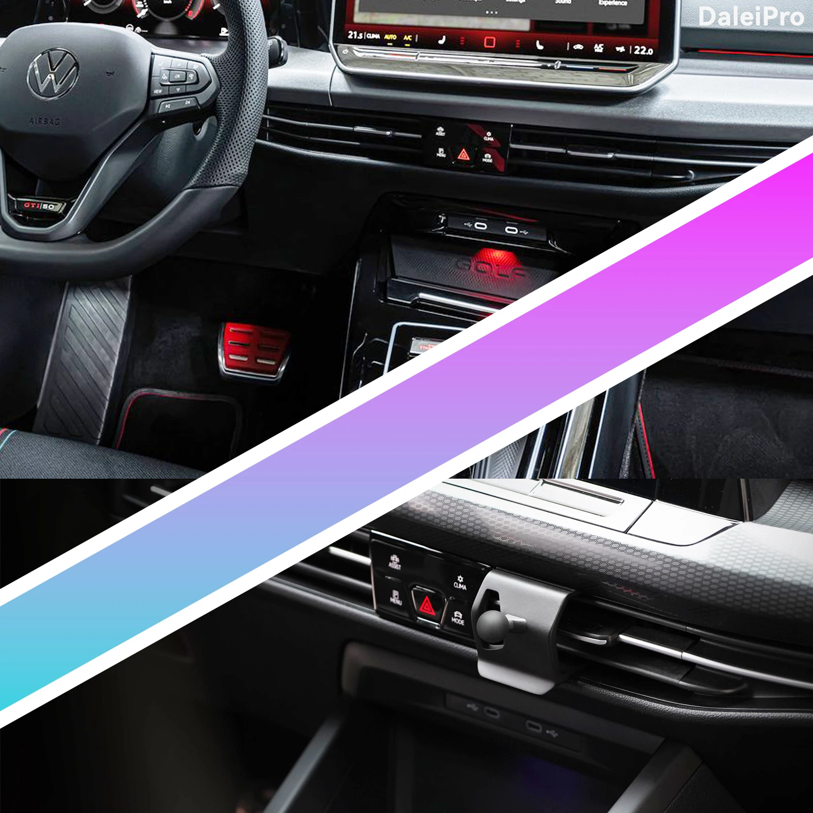 LHD RHD für Volkswagen Golf 8 MK8 2021-2024 2025 2026 Auto-Handyhalterung, Fahrzeugspezifische Austauschbare Armaturenbrett-Handyhalterung – Detail 6