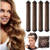 3/4PC Heatless Hair Curler Curling Rods Head Sponge Curler Wave Form Bouncy Hair Rolling Tool for Lazy Hair Styling Curls Bonnet