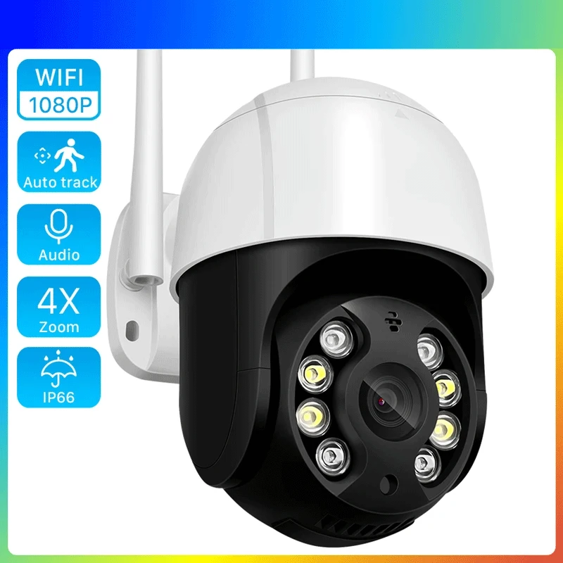 

Уличная Wi-Fi IP-камера PTZ 1080P с 4-кратным цифровым зумом, ИИ-обнаружением человека, беспроводная, H.265, P2P, аудио, 2 МП/3 МП, для видеонаблюдения
