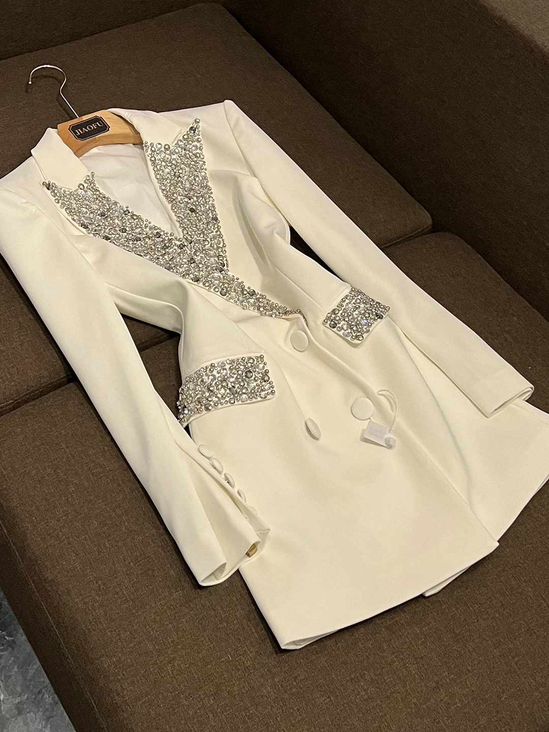 

Spring 2026 Handmade Heavy Embroidery Long Tailored Diamond Jaet Women's Suit A382 Commute Sle Full Anti-Wrinkle