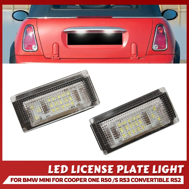 2PCS Error Free LED Number License Plate Light Lamps For BMW  MINI R50 2002-2006 R52 Convertible 2004-2006 R53 Coopers 2001-2006