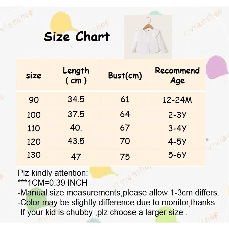 Kids Girl Long Sleeve Top Lace Collar Korean Style White Button T-Shirt Spring&Autumn Casual Clothing for Toddler Girl 1-6 Years